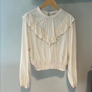 Wild Fable Unique Cream Ruffled Bib Collar Blouse